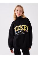 LC Waikiki Women's High Neck Disney Printed Long Sleeve Oversize Sweatshirt