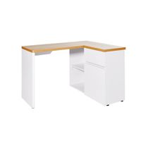 ROHOVÝ PÍSACÍ STÔL, biela, farba duba, 117/90/76,2 cm