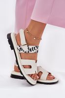 Női Bőr Szandál Lapos Sarokkal Leopárd Vinceza