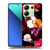 Silikónový čierny obal pre Xiaomi Redmi Note 13 5G - Flowers and Berries