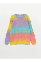 LC Waikiki Crew Neck Color Block Long Sleeve Girls Knitwear Sweater