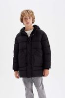 DEFACTO Boy's Water Repellent Hooded Zippered Snap Closure Pocket Parka C8782a824wn