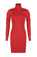 Trendyol Red Mini Knitwear Turtleneck Sleeve Shirring Detailed Dress