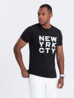 Ombre Men's printed cotton t-shirt - black