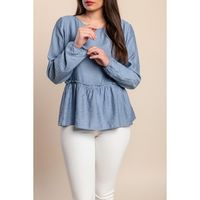 Plus Size Bluza Dugih Rukava, Svijetloplava