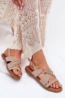 Boto Női Lapos Sarkú Szandál Arany Studs Beigébe Zanira
