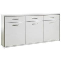 Livetastic ŠIROKÁ KOMODA, strieborná, biela s vysokým leskom, 184/89/45 cm