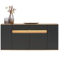 Dieter Knoll ŠIROKÁ KOMODA, antracitová, farba duba, 180,6/82/42 cm