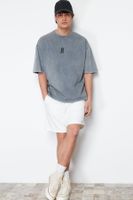 Trendyol Gray Oversize/Wide Cut Vintage/Faded Effect 100% Cotton T-shirt