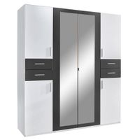 MID.YOU ŠATNÍ SKŘÍŇ SE ZRCADLEM, barvy grafitu, bílá, 180/208/58 cm
