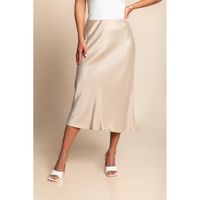 Midirock Aus Satin-Imitat, Beige