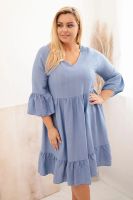 Kesi Włoski Sukienka damska Plus Size wiskozowa z ażurowym zdobieniem jeansowa