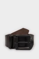 DEFACTO Men's Rectangular Buckle Faux Leather Casual Belt