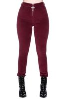 Damenhose KILLSTAR - Stroke Of Midnight - Samt BLUTROT M