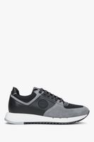 Estro: Czarno-szare sneakersy męskie z weluru z elastyczną podeszwą