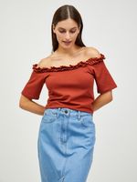 Pieces Leah Crop top Brązowy