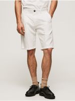 White Men's Shorts with Linen Pepe Jeans - Men