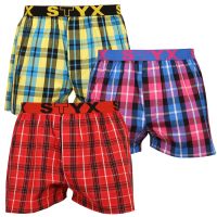 3PACK pánské trenky Styx sportovní guma vícebarevné (B9313233) S