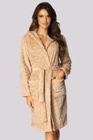 Fleecový dámský župan Envie Leopard - až do 5XL Béžová 4XL/5XL