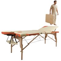 Masérské lehátko inSPORTline Japane 195x70x62-84 cm 3-dílné dřevěné bílo-oranžová