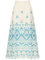 Broderie Anglaise High Rise Midi Skirt