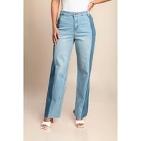 High Waist Straight Jeans, Hellblau