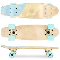 Spokey WOO-FISH Wooden pennyboard 56 x 15 cm, ABEC7, light blue