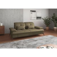 Sit & More 2,5-MIESTNA POHOVKA, olivovozelená, kombinácia pravá koža/látka