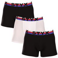 3PACK pánské boxerky Styx long sportovní guma vícebarevné trikolóra (3U19001) XL