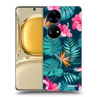 Silikónový prehľadný obal pre Huawei P50 - Pink Monstera