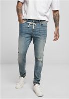 Slim Fit Drawstring Jeans Medium Heavy Ruined Washed