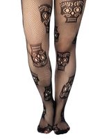 Strumpfhose PAMELA MANN - Sugar Skull - schwarz 44-46