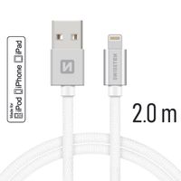 Datový kabel Swissten Textile USB Lightning MFi 2,0 M , silver