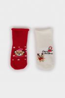 DEFACTO Baby Girl Christmas Themed Seamless 2-Pack Cotton Long Socks