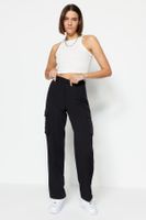 Trendyol Black Cargo Straight Cut Woven Double Pocket Woven Trousers