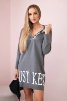 Dress with a hood and graphite print