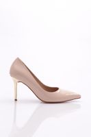 DGN 3725 Women's Heeled Shoes Beige Patent Leather