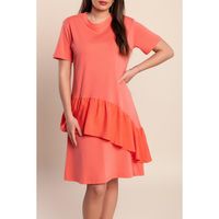Minikleid Aus Baumwolle Mit Rüschen, Koralle