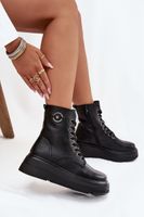 Botki Workery Damskie Ocieplane Na Platformie Z Ozdobnym Detalem Vinceza