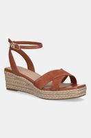 Tommy Hilfiger Kožené sandále Tommy Hilfiger LEATHER & SUEDE MID WEDGE ESPAD