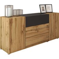 MID.YOU KOMODA, čierna, dub wotan, 150/68/38,5 cm