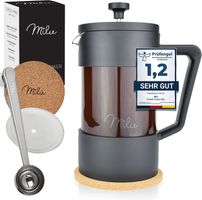 Milu French Press Kávovar Milu, 1 l (5 šálků), včetně náhradního filtru, kávové lžičky a podtácku