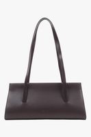 Estro: Ciemnobrązowa torebka damska na ramię ze skóry naturalnej z długimi rączkami