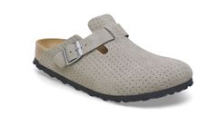 Birkenstock Boston BS Suede Embossed Regular Fit Unisex - Sandály Birkenstock - Sivá - 1027040-5.5 - Size: 5.5