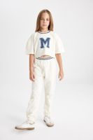 DEFACTO Girls 2-Piece Set Crew Neck Printed Short Sleeve T-Shirt Sweatpants