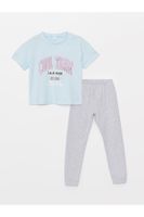 LC Waikiki Crew Neck Printed Short Sleeve Girl's Pajama Set