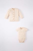 DEFACTO Baby Girl Cotton Cardigan Snap Body 2 Piece Set