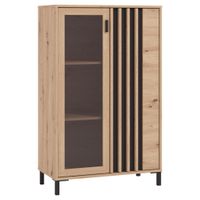 Hom`in VITRÍNA, čierna, dub artisan, 80/128,6/40 cm