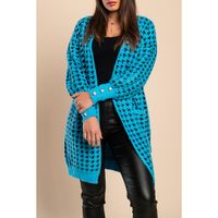 Strickjacke Mit Pepita-Print, Blau