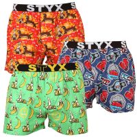 3PACK pánské trenky Styx art sportovní guma vícebarevné (3B13946) L